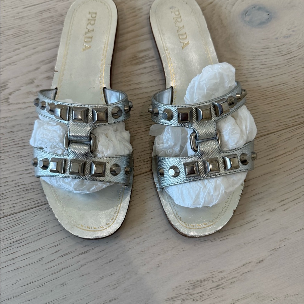 Prada Silver Women's Sandals - size 38.5